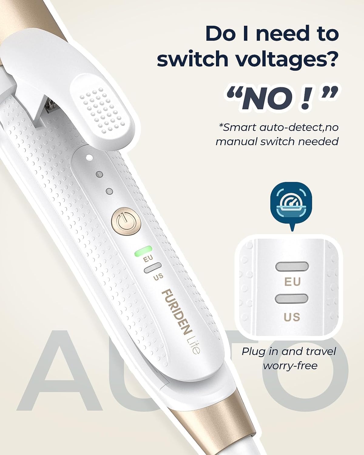 Dual-Voltage Curling Iron: 110V-240V 1 1/2 Inch Ceramic Wide Barrel 2-in-1 Curling Iron for Shoulder to Armpit Length Hair - Europe Travel for Soft Curls with Clamp