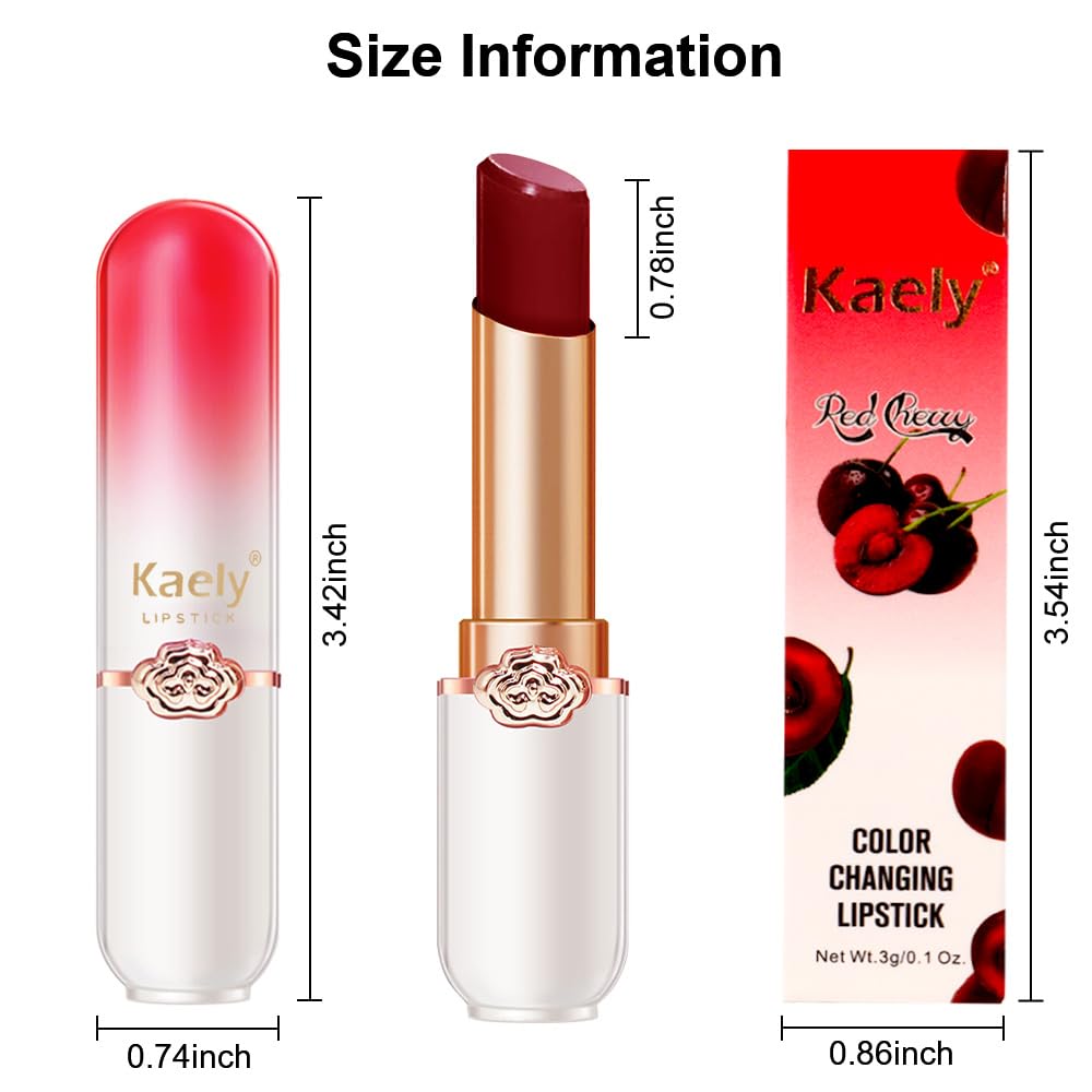 Kaely 2Pcs Hydrating Honey Lipstick Tinted Lip Balm, Black Red Cherry Color Changing PH Lipstick Makeup, Korean Magic Lip Stain Long Lasting Waterproof, labiales magicos 24 horas originales