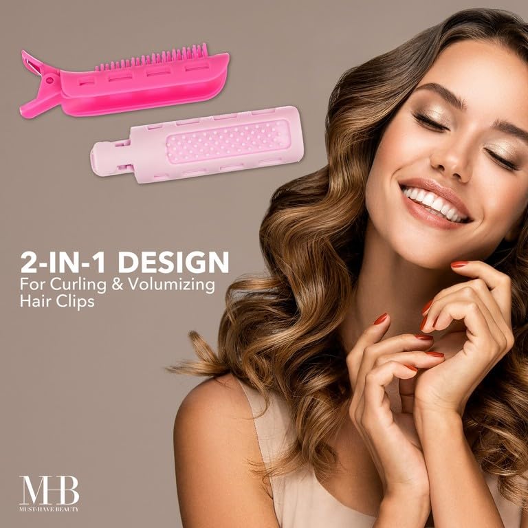 6pc Styling Curling Clips - Easy-to-Use Dual-Purpose Hair Clips for Curling and Volumizing |Heat Resistant Hair Clip Set, Premium Quality Hair Accessories for Women (PINK)