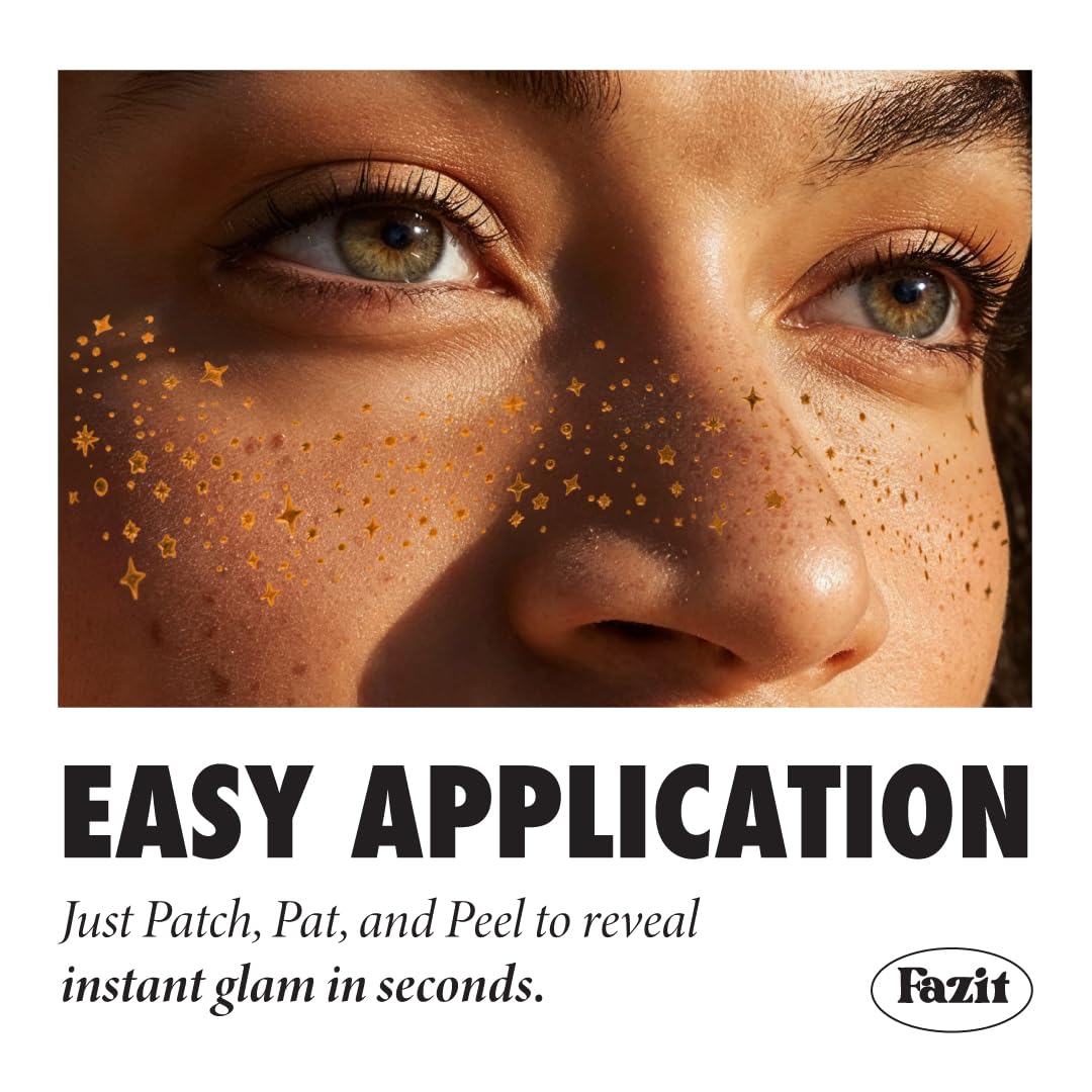Fazit Makeup Patches - Orange Speckles - Waterproof - Temporary Face Patches for Women - 6 Count