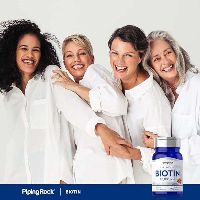 Piping Rock Biotin 10000mcg | 90 Berry Flavor Tablets | Max Strength and Highly Absorbable | Fast Dissolve | Sublingual, Vegetarian, Non-GMO, Gluten Free Supplement