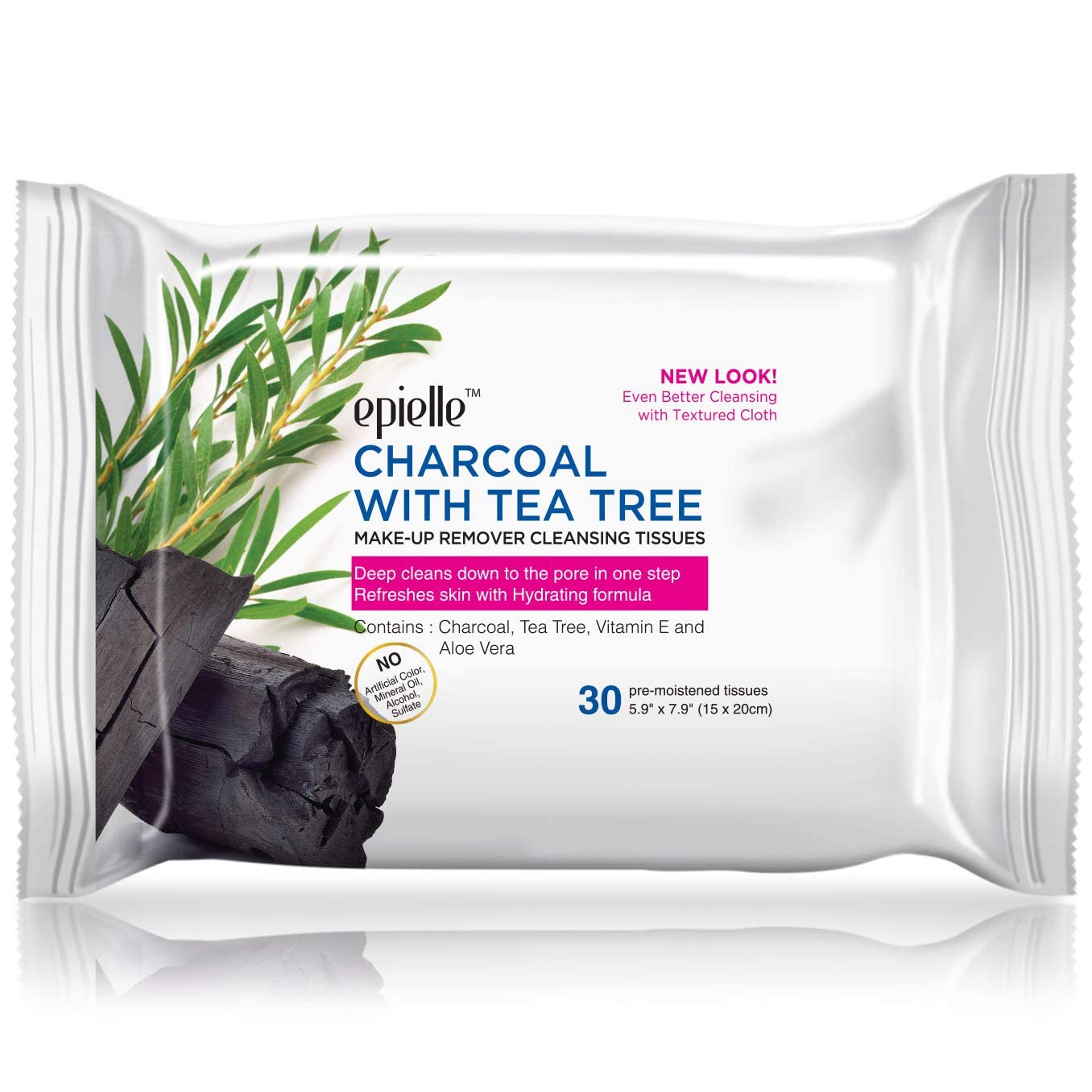 Epielle Makeup Remover Wipes, Remove Dirt, Oil, Waterproof Mascara, Gentle Daily Facial Cleanser Towelettes with Collagen, Tea Tree & Aloe Vera, Hypoallergenic & Alcohol-Free, 30 Count (Pack of 6)