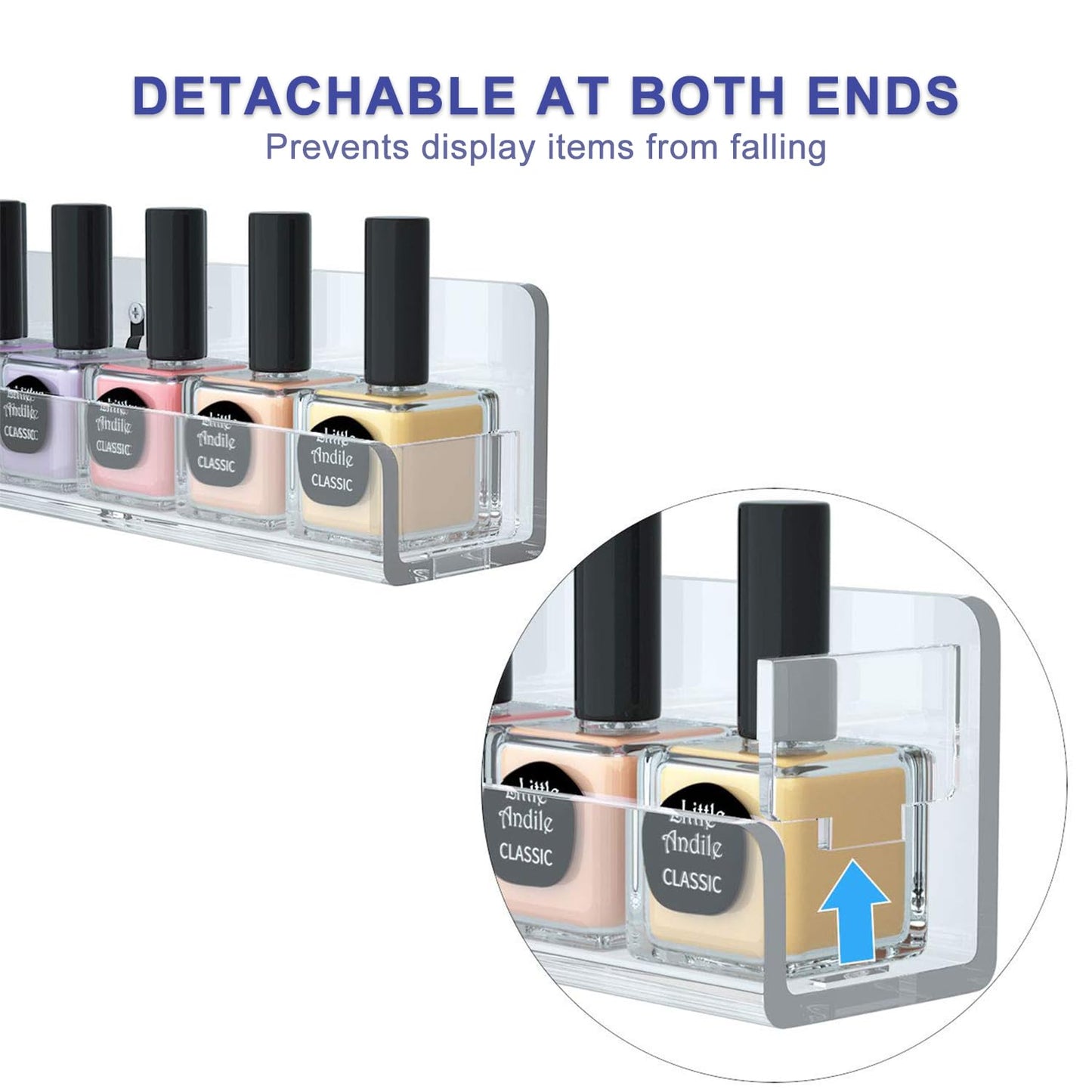 FEMELI 24 Inch Nail Polish Wall Rack: 6 Shelves Clear Acrylic Nail Polish Holder Organizer for 130-180 Bottles (24 Inch, Clear)