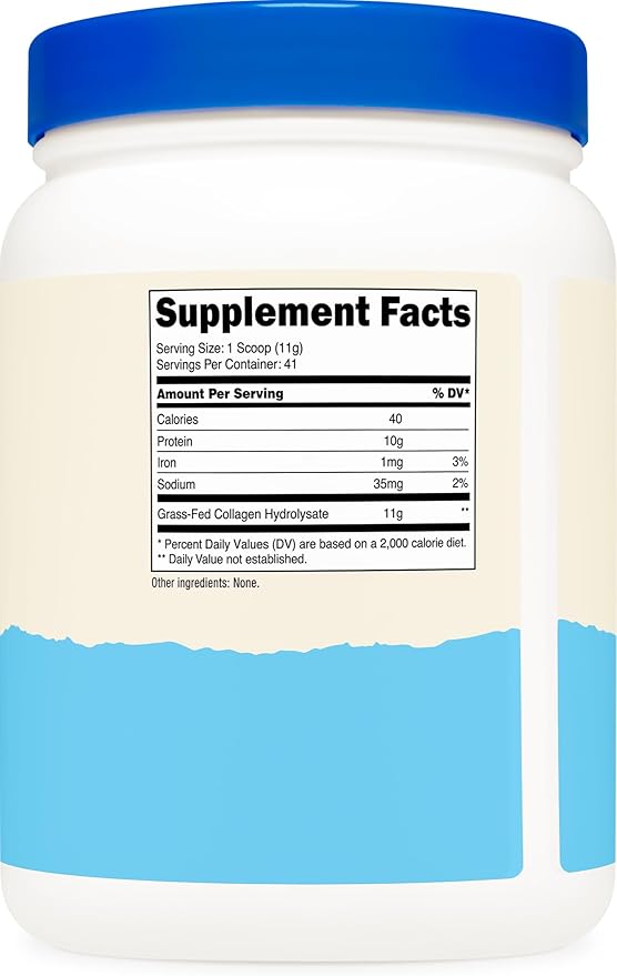 Nutricost Pure Collagen Hydrolysate (Bovine) Powder (2 Pack) - Grass Fed Bovine Collagen, 1LB Per Bottle