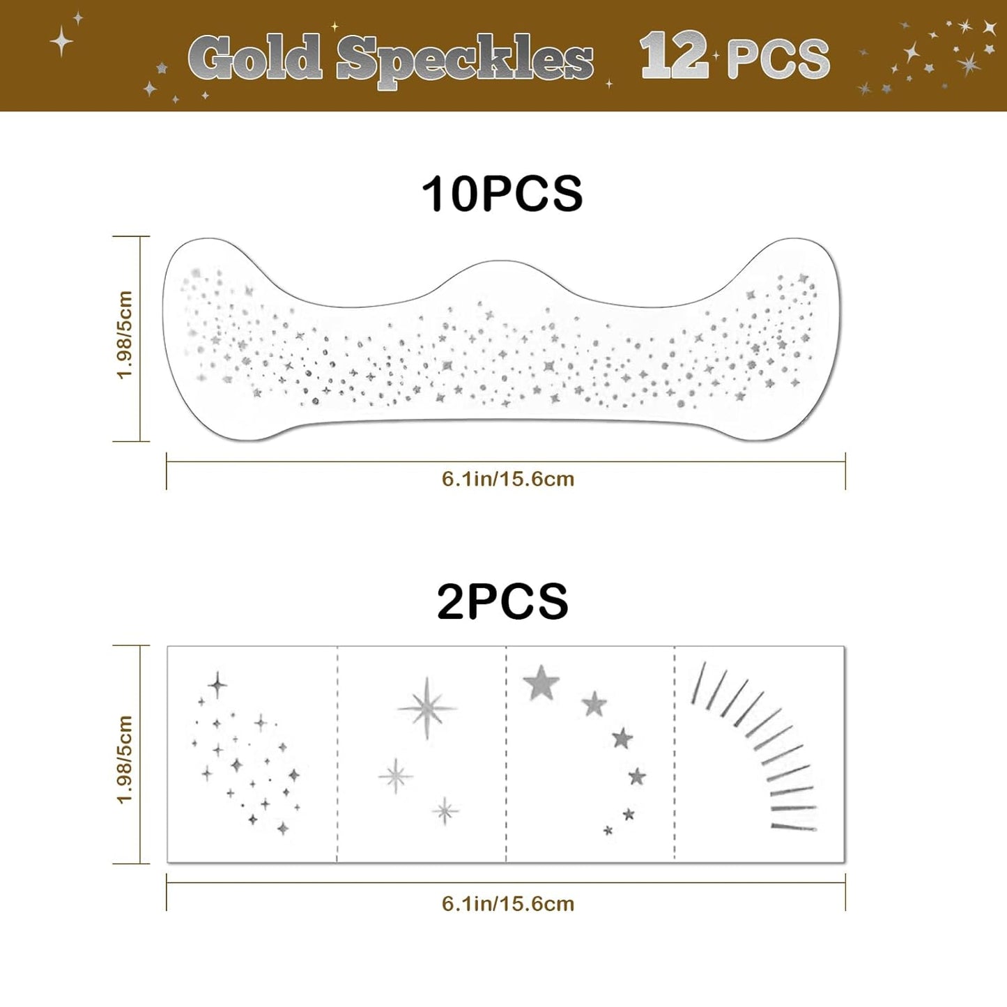 Artlunar 12Pcs Christmas Silver Sparkle Makeup Patches - Body Glitter Stickers for Face and Body, Perfect for Festivals and Parties (Silver),Christmas Makeup Gifts for Women and Girl.