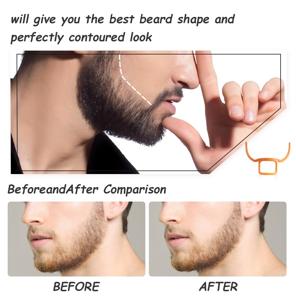 2 Pack Men's Beard Styler and Hairline Shaping Tool - Facial Hair Outline Template, Styling Tools, Goatee Groomer (Black and Orange)