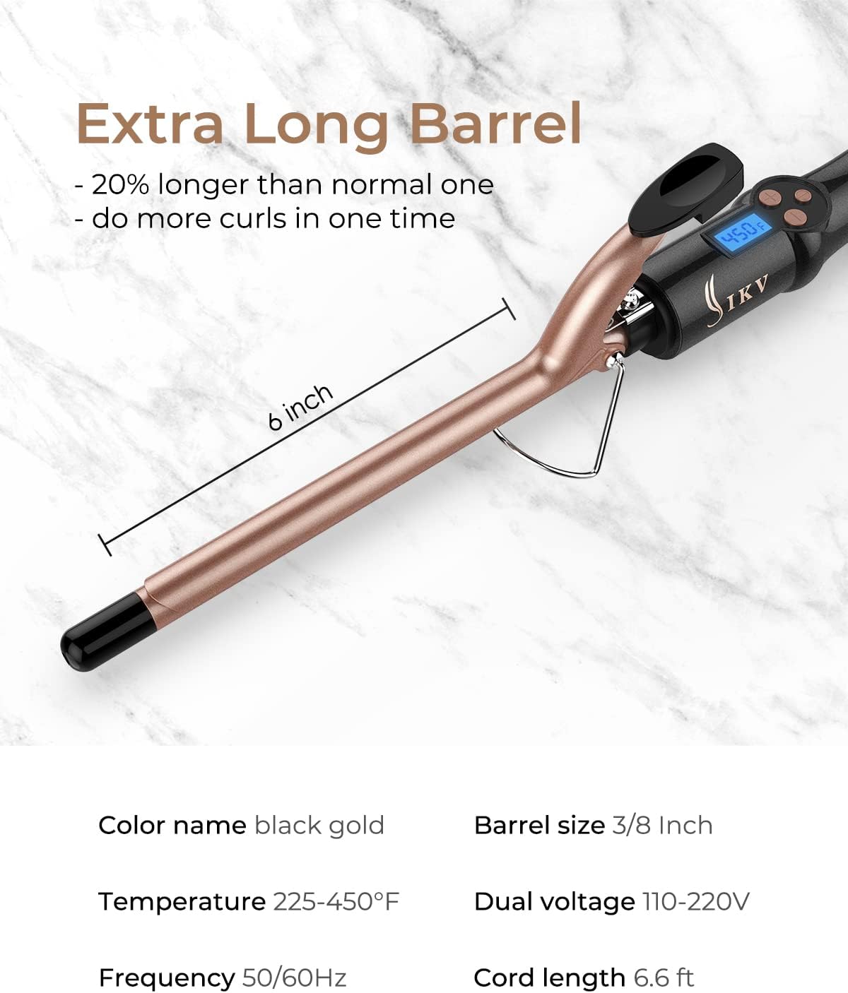 Small Curling Iron 3/8 Inch, Thin Curling Wand for Short Hair, 9mm Long Barrel Ceramic Hair Curling Iron