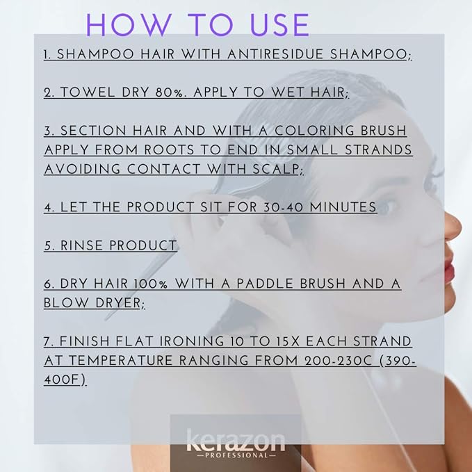 KERAZON Blonde Brazilian Hair BTX Treatment Purple Mask Platinum Effect & Silver Hair Providing Smoothing, Deep Hydration, Anti-Brass, Shine, Softness, Volume And Frizz Control. Salon Size.