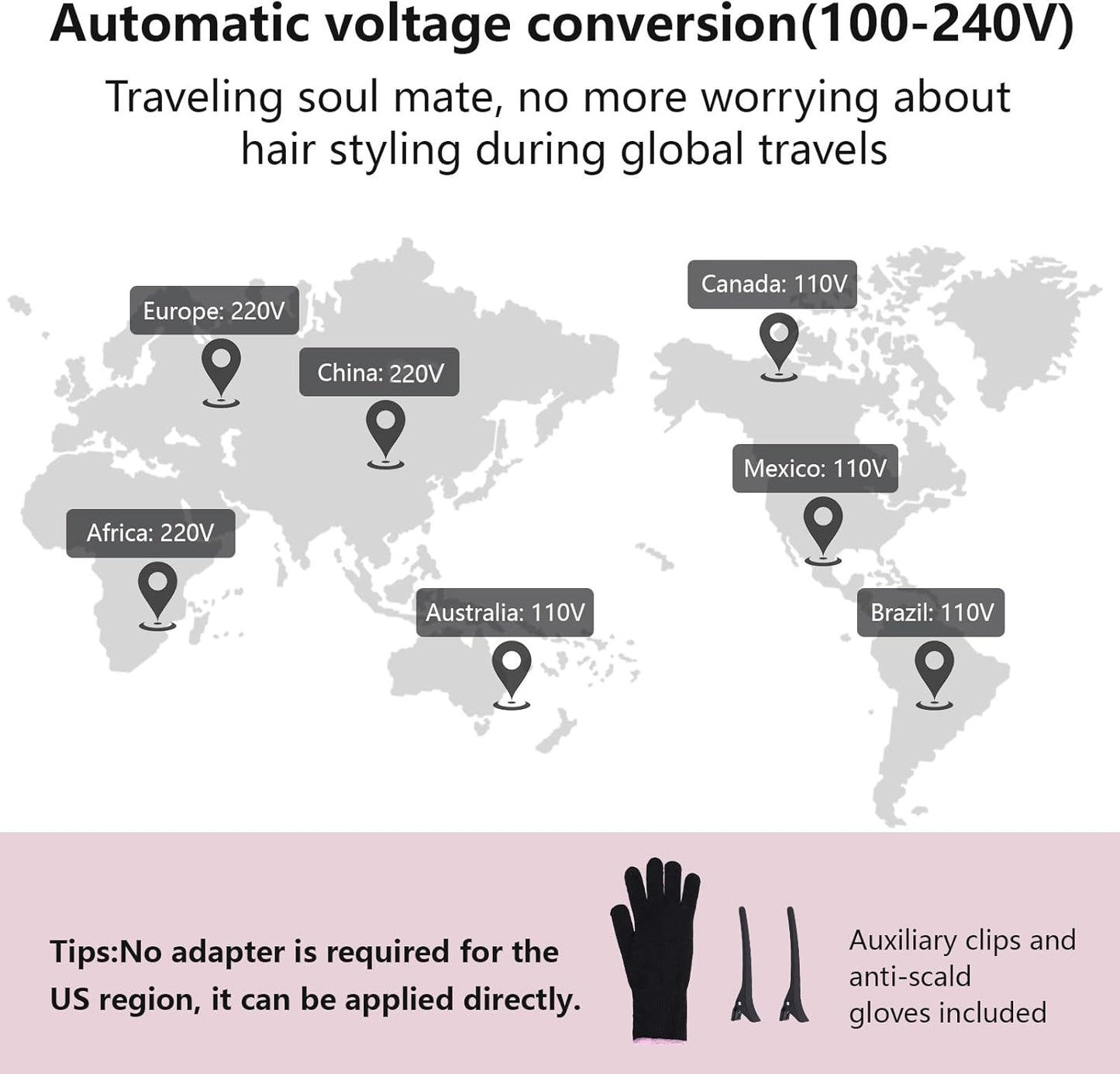 Dual Voltage 2-in-1 Travel Curling Iron & Straightener, Mini Flat Iron with Ceramic Coating, 30s Fast Heat, Auto Shut-Off, Worldwide Use (110-240V)