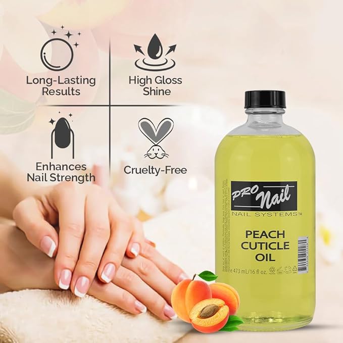 PRONAIL - Cuticle Revitalizing Oil for Nails, Peach, 16 Oz - Professional Strength, Pedicure and Manicure, Moisturizes and Strengthens Nails and Cuticles - Soothing and Nourishing