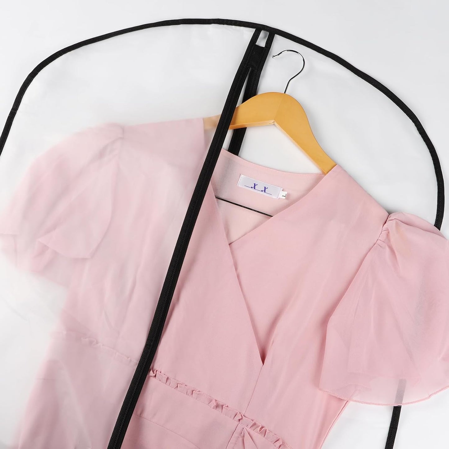 Kntiwiwo Garment Bags Clear Suit Bag for Closet Storage (60"12pcs-Black Edges)