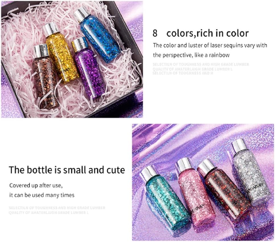 Mermaid Sequins Body Glitter Gel, Make Up Long Lasting Glitter for Body Face Hair Eyeshadow, Music Festival Party Carnival Long Lasting Face Glitter, No Glue Needed and Easy to Remove. (Green)