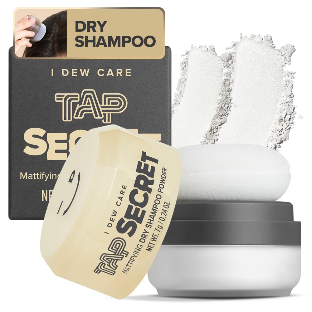 I DEW CARE Tap Secret Dry Shampoo Powder with Biotin - Tap Secret Original | Strengthening & Volumizing, Refillable, Travel size, Non-aerosol, Brunette, Korean Ginseng, Stocking Stuffers, 0.24 Oz