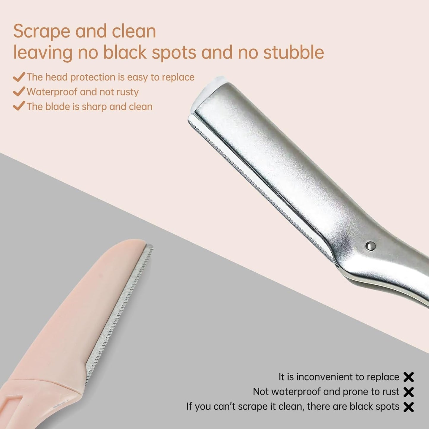 Facial Razor Replacement Blades Be suitable for Tweezerman Stainless steel blade.Pack of 15 (No handle included)