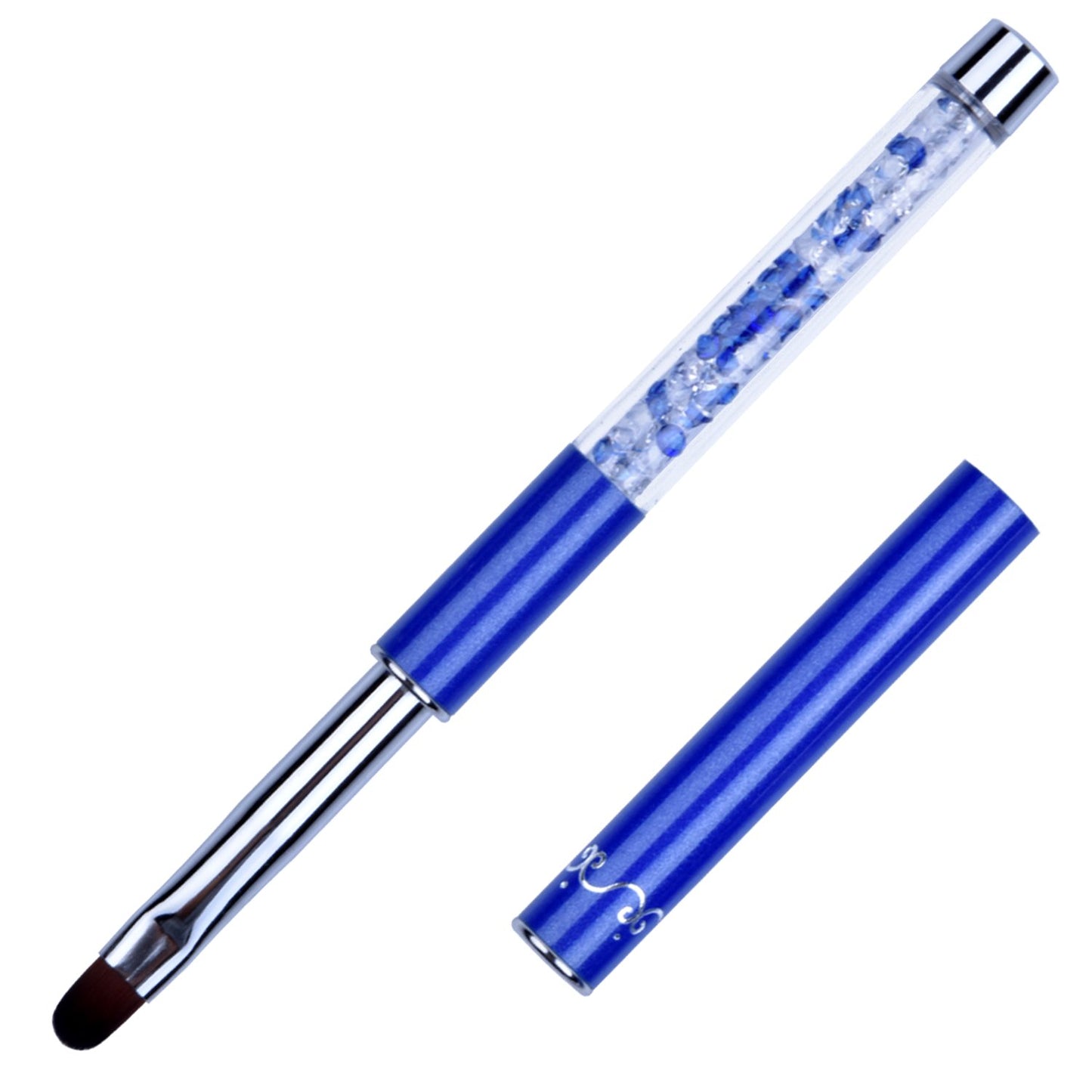 1Pcs Oval UV Gel Nail Brush Rhinestone Handle Professional Nail Art Tools Size 8