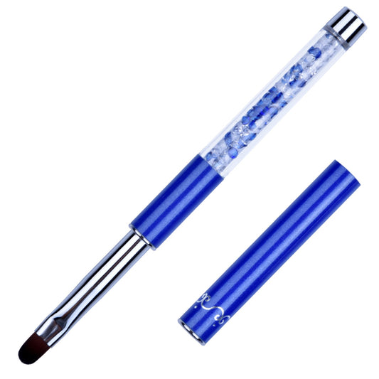 1Pcs Oval UV Gel Nail Brush Rhinestone Handle Professional Nail Art Tools Size 8