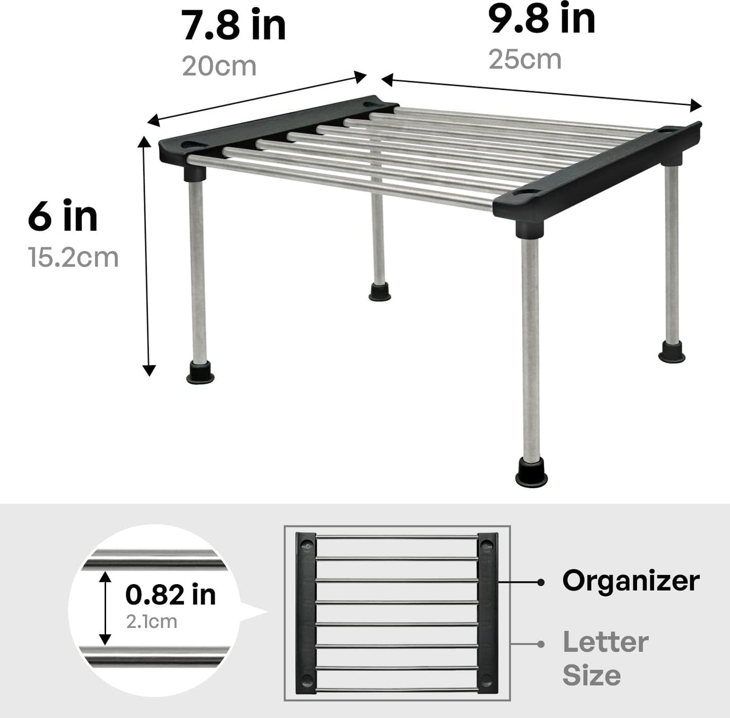 carrotez Cabinet Organizer Shelf, Set of 2 Stackable Kitchen Counter Shelves, Kitchen Cabinet Organizers and Storage, Pantry Storage Shelf Organizer, 9.8 x 7.8 x 6.1 - Black