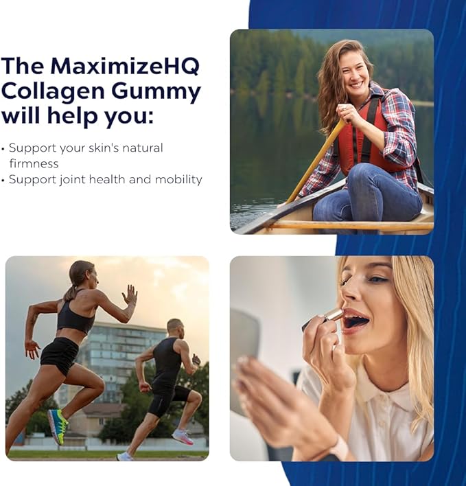 MAXIMIZE HQ Collagen Gummies - Supports Collagen Levels - Time-Release Formula - Fruit Juice Extract - Gluten Free