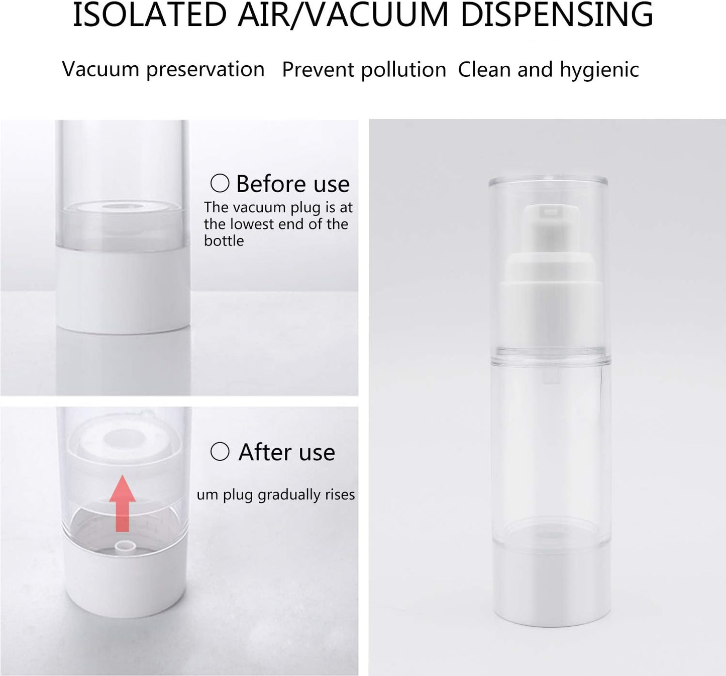 TRENDBOX 120ml / 4oz Airless Vaccum Pump Travel Bottles for Lotions, Cream - 12 Pack