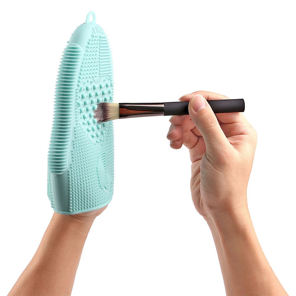 Makeup Brush Cleaner Glove Mat Mitt Silicone Cosmetic Cleaning Scrubber Tool Face Brushes and Eye Brush Washing Pad Mint Green