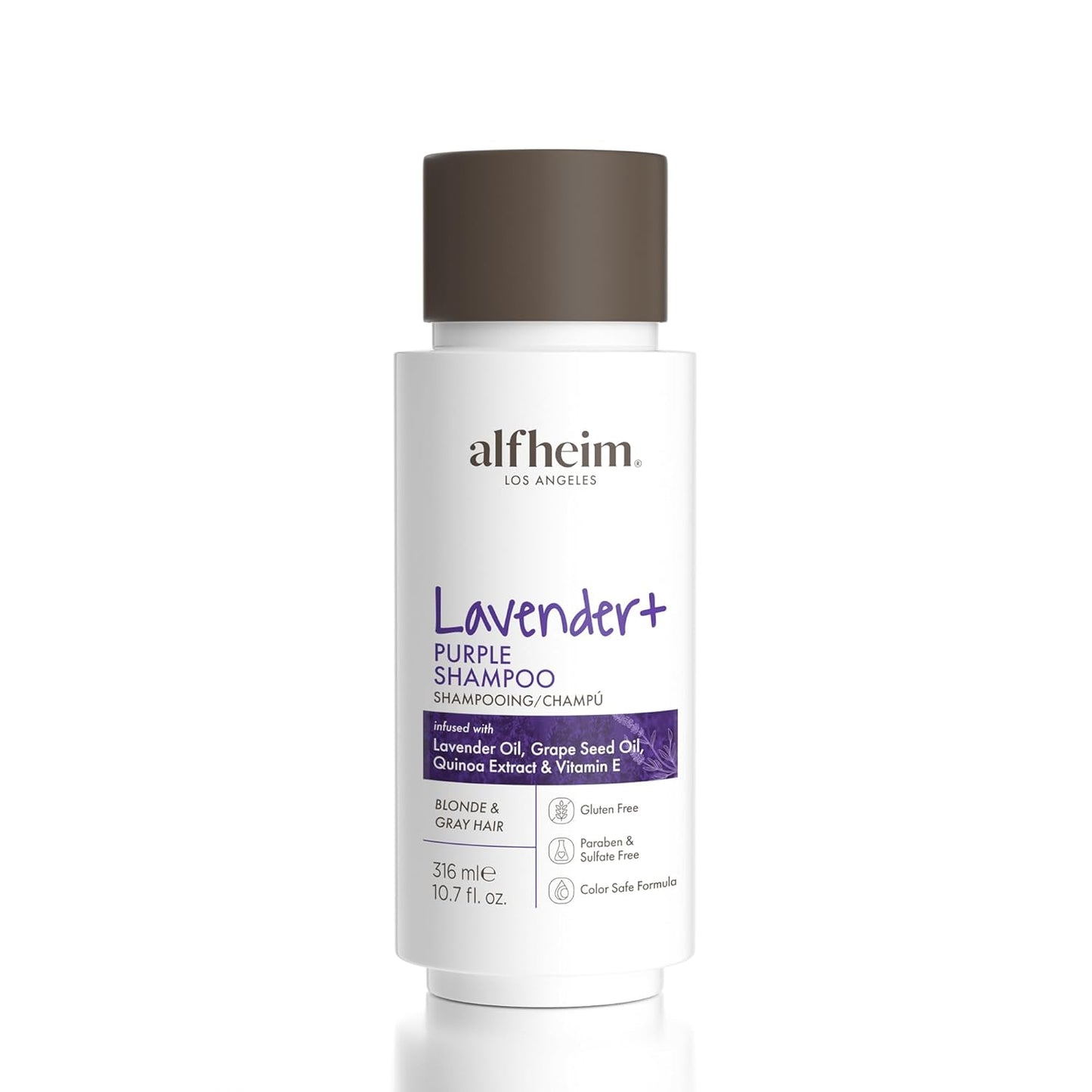 ALFHEIM Lavender+ Purple Shampoo for Blonde, Silver & Color Treated Hair Travel Size – Neutralizes Brass & Yellow Tones, Restores Cool Brightness – with Quinoa Extract & Vitamin E – Sulfate-Free