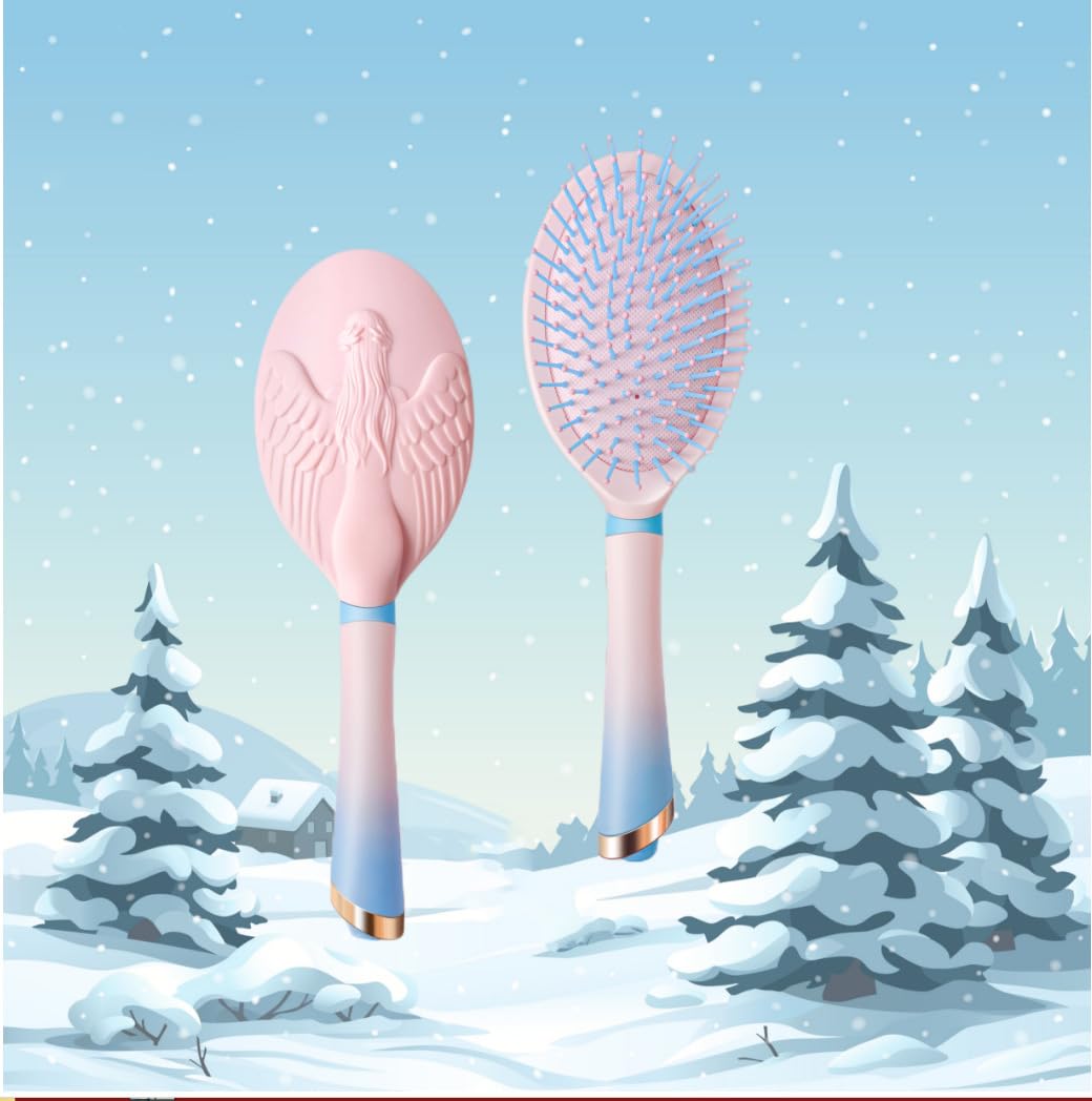 Detangling Hair Brush – Anti-Static, Gentle on Scalp, Styling Tool for All Hair Types – Shine-Enhancing, Travel-Friendly Hair Care Essential Set (Pink)