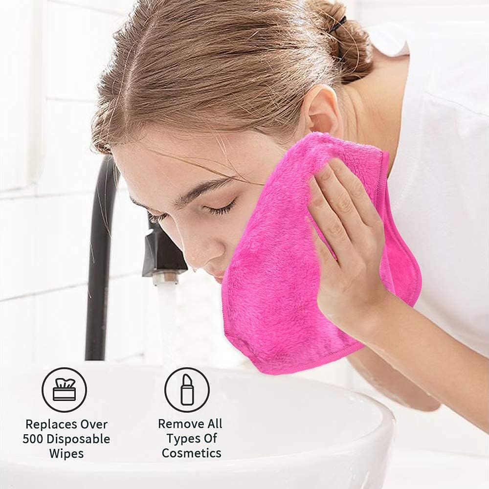 UWEME Makeup Remover Cloths 4 Count: Microfiber Reusable Fast Drying Washcloth, Face Towels for Women