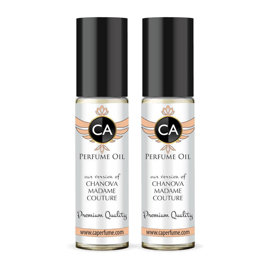 CA Perfume Impression of Madame Couture for Women Eau De Parfum Amber Floral Scent Long Lasting Perfumes for Women Travel Size TSA Ready for Day and Night Wear 0.33 Fl Oz 10ml (Pack of 2)