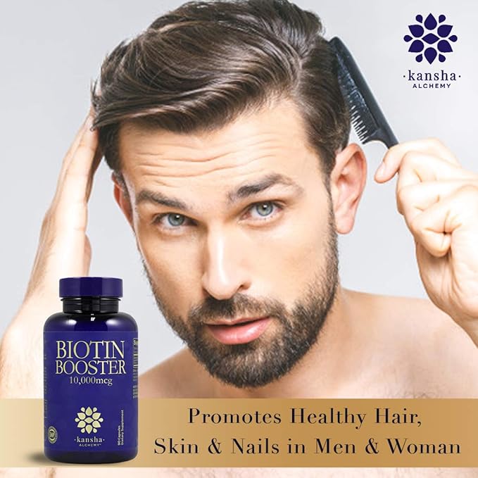 Biotin 10,000 mcg Hair Growth Booster Vitamins for Longer, Stronger, Healthier Hair & Nail, 90 Caps (3-Month Supply)