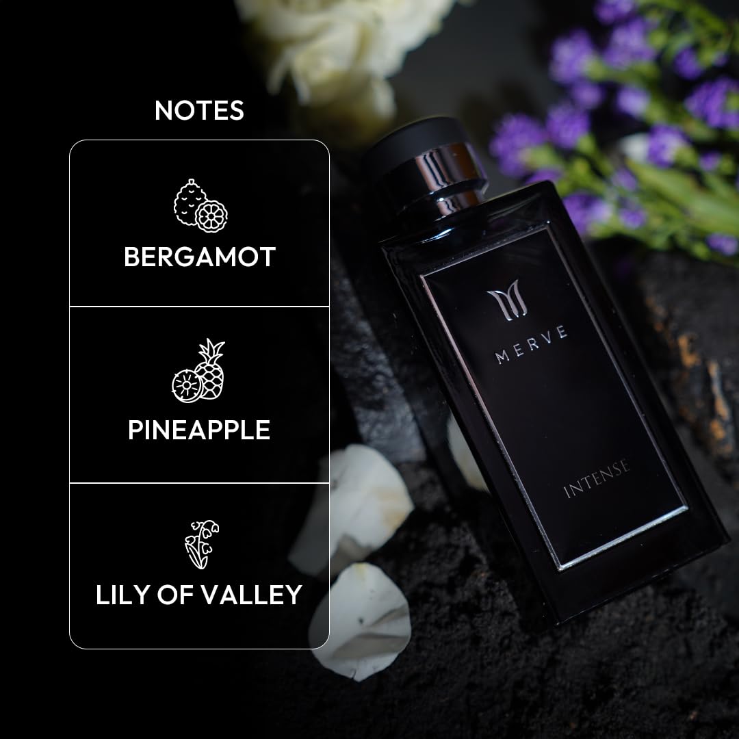 Merve Intense Premium Long Lasting Fragrance Luxury Scent For Men | Citrus, Fruity, Amber