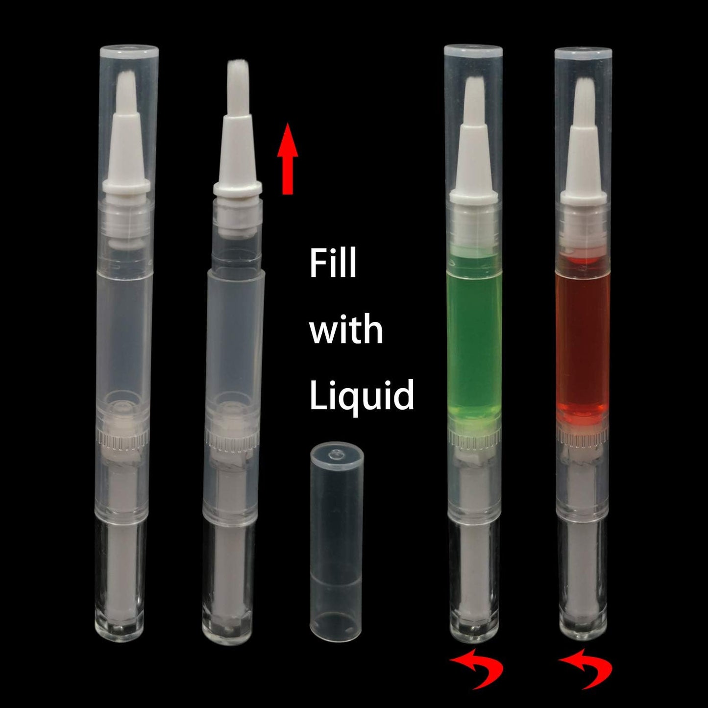 5 Pack 3 ml Transparent Twist Pens, Empty Nail Oil Pen with Brush Tip, Cosmetic Lip Gloss Container Applicators Eyelash Growth Liquid Tube (5x)