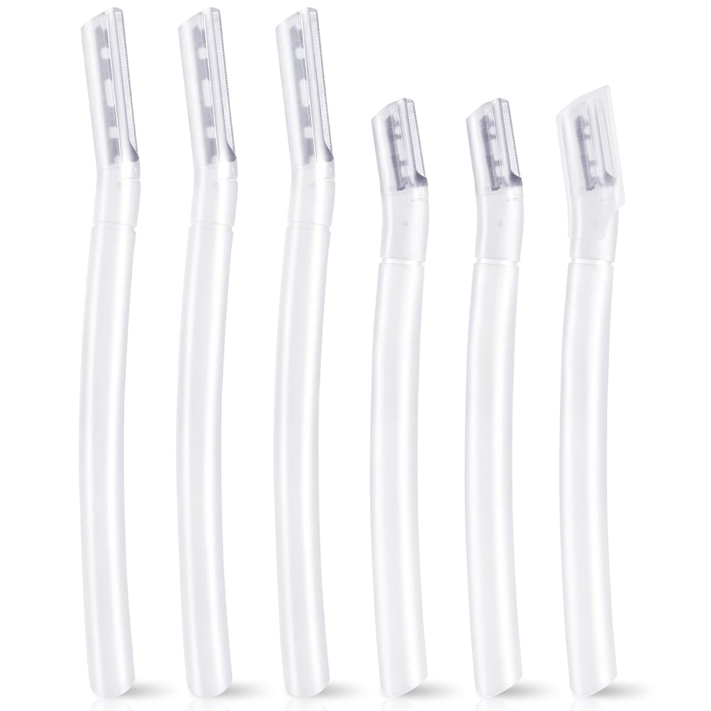 6 PCS Eyebrow Razor Set, Transparent Face Razor for Women and Men, Multipurpose Dermaplaning Tool, Eyebrow Hair Trimmer, Face Shaver with Protective Cover, 3 Pcs Long Handles and 3 Pcs Short Handles