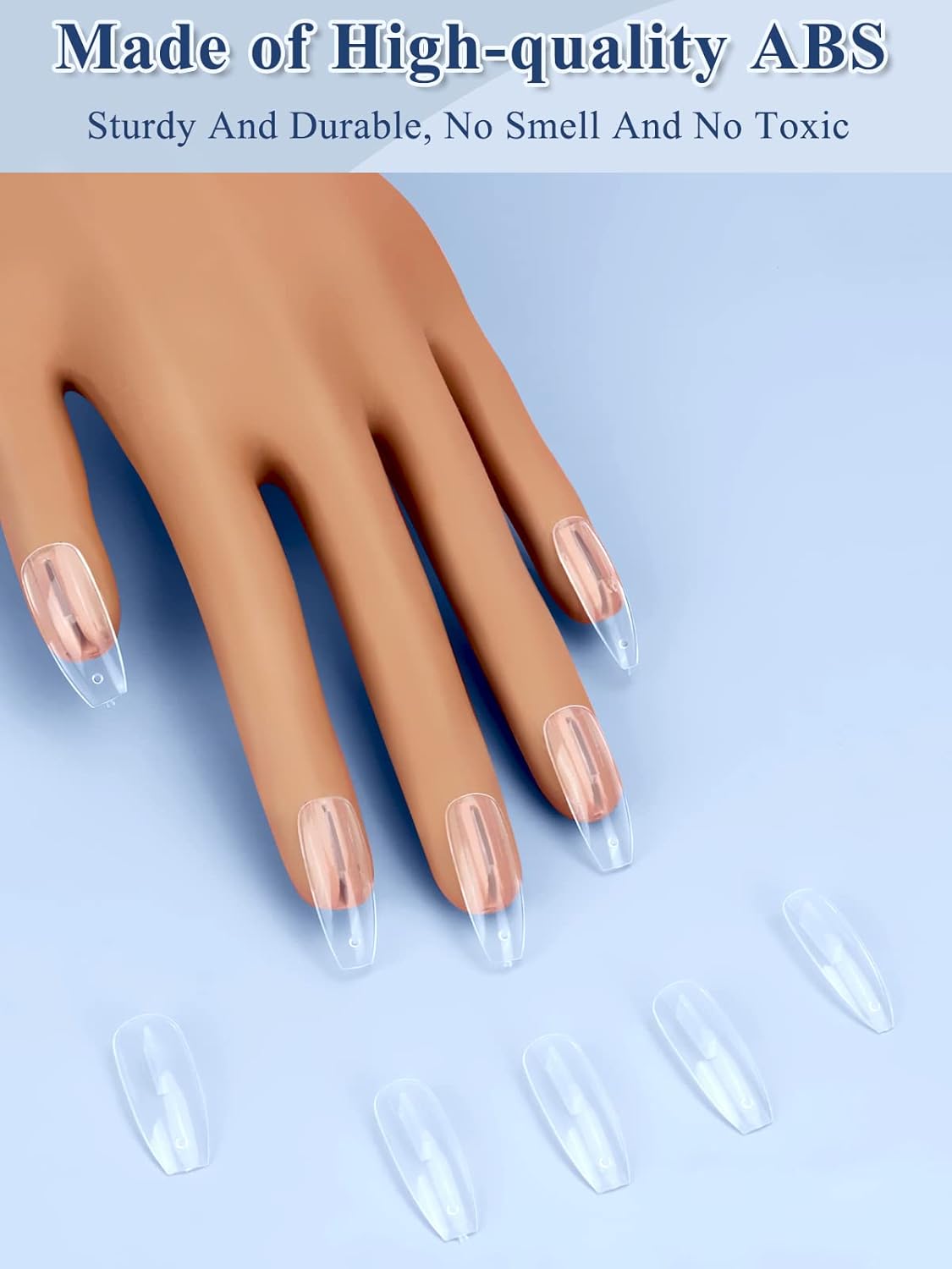 100PCS Replacement Nail Tips for Practice Hand, Clear Refill Acrylic Fake Nail Tips for Silicone Nail Hand Practice, Nail Pieces Never Fall Off Finger Never Break for DIY Nail Art Salon Practice