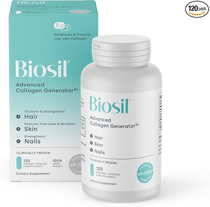 Biosil Collagen Generator - 120 Original Capsules - with Patented ch-OSA Complex - Generates & Protects Your Own Collagen - GMO Free - 60-Day Supply