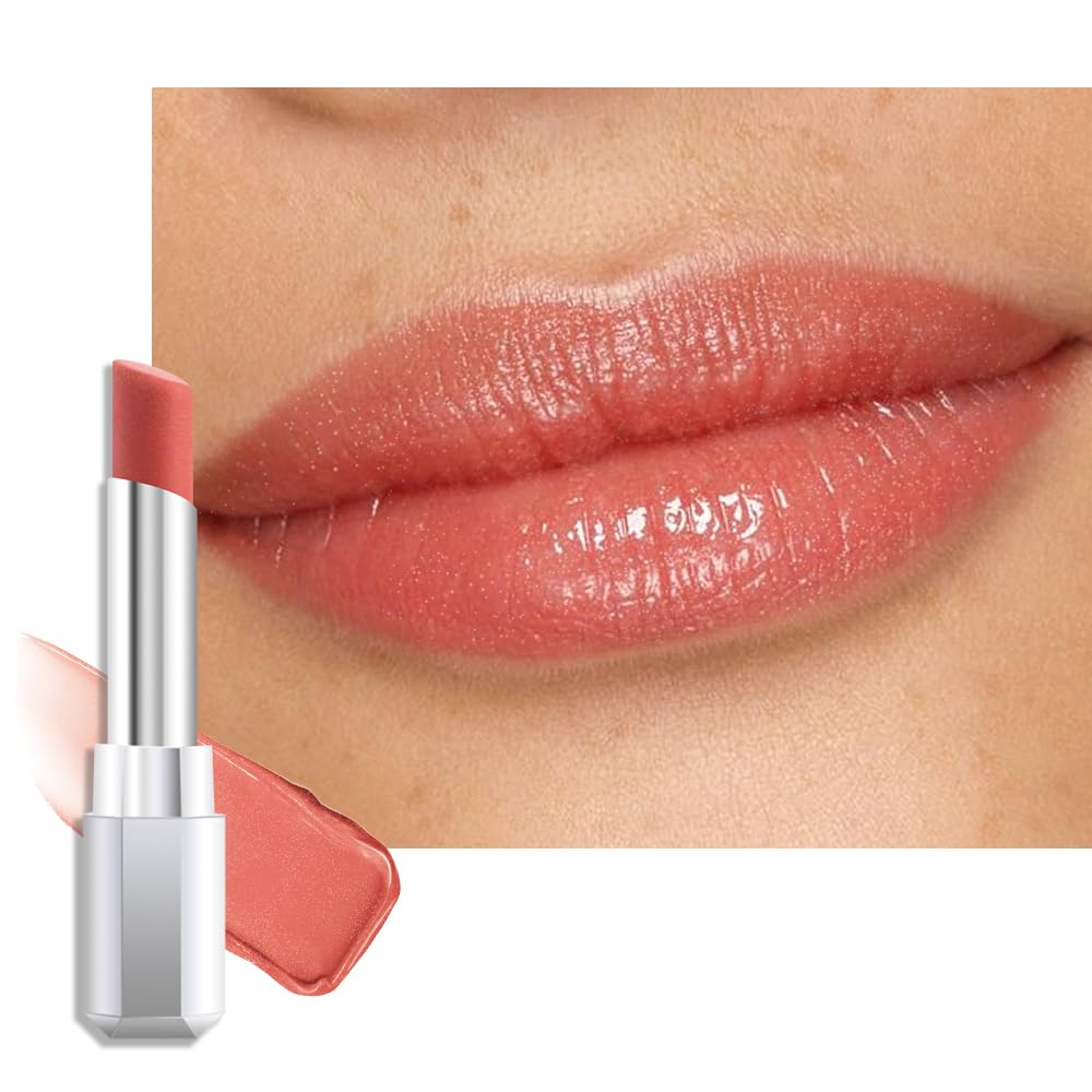 evpct Nude Honey Lipstick Tinted Lip Balm, Coral Sheer Hydrating Shine Tinted Lipstick for Women, Moisturizing Lip Color, Nourishing Tinted Lip Balm Plumper Gloss Stain, Glossy Shiny Finish, 03 Honey
