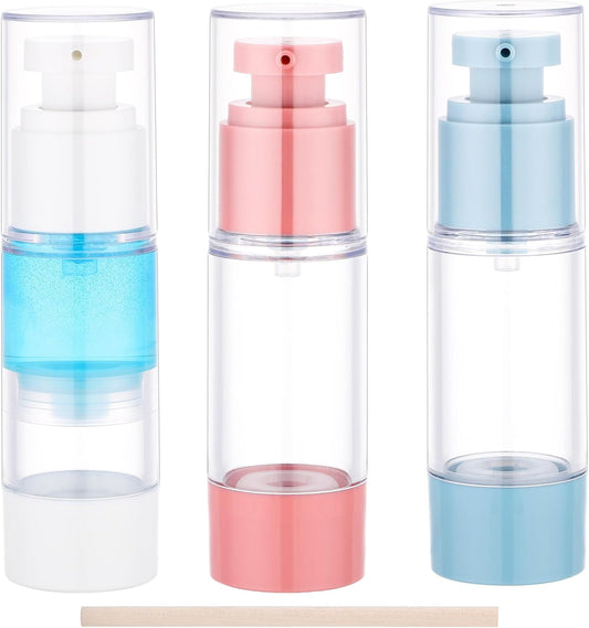 Segbeauty 1oz Refillable Small Airless Pump Bottles, 3pcs Empty Travel Size Containers for Creams, Mini Vacuum Lotion Travel Bottles for Toiletries, 30ml Pump Dispenser Sample Containers for Liquids