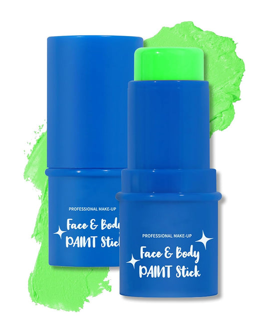 Green Face Paint Stick, Waterproof Highly Pigmented Glow in the Dark Body Paint, Green Eye Black Baseball Painting Stick, Body Painting for Patrick’s Day Halloween SFX Cosplay Makeup-05