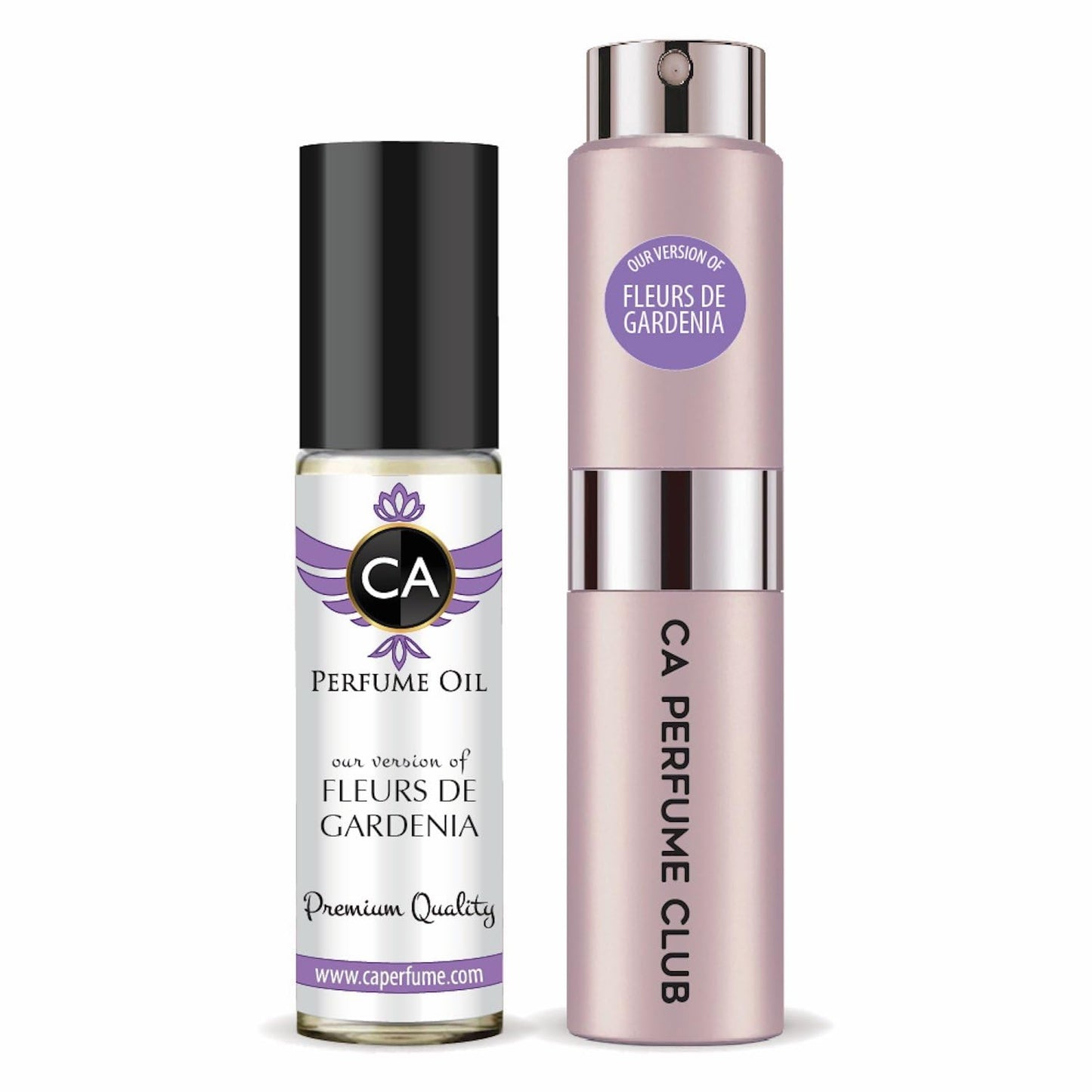 CA Perfume Duo Impression of Fleurs De Gardenia For Women Perfume Layering Set Long Lasting Travel Size EDP + Body Oil Roll-On Bottle 0.27 Fl Oz+0.33 Fl Oz