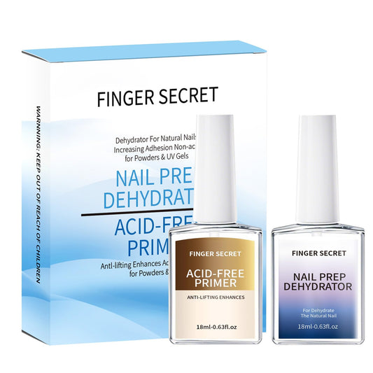 FINGER SECRET Nail Dehydrator and Primer, Professional Natural Nail Prep Dehydrate and Acid-Free Primer,Quick Dry Gel x Bonder Primer Gel Nail Polish Primer for Acrylic Tips Bond Aid Press Nails