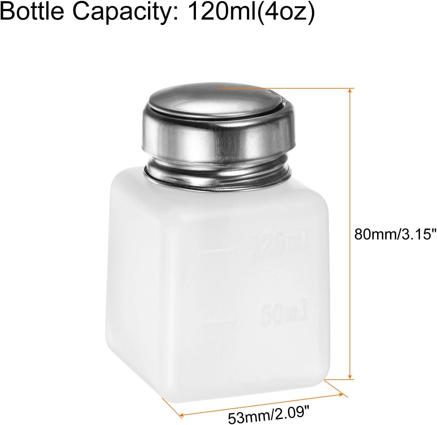 HARFINGTON 4PCS 120ML(4oz) Push Down Alcohol Dispenser Pump Liquid Press Empty Bottles Refillable Container for Acetone Cleanser Nail Polish Remover, White