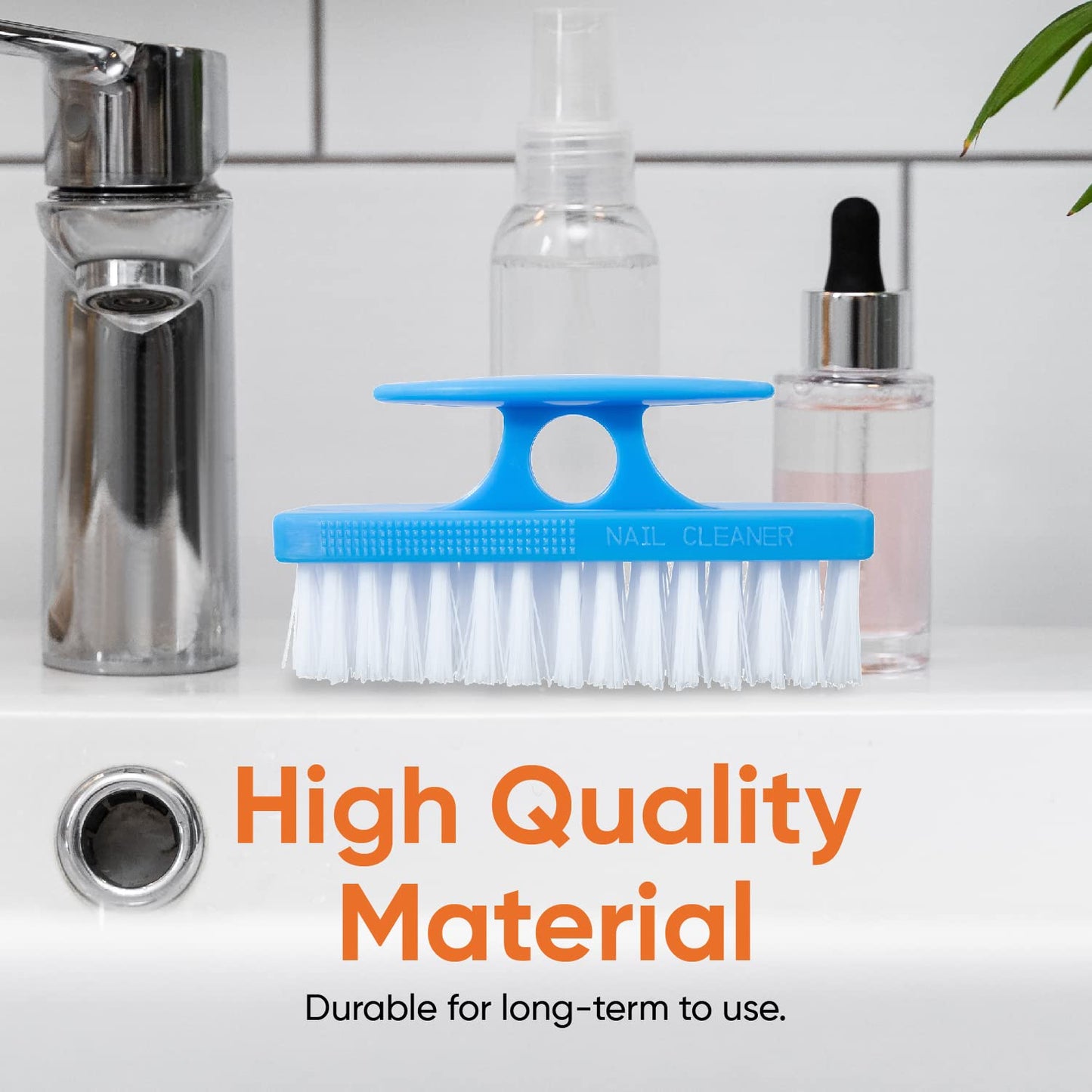 Superio Nail Brush for Cleaning Fingernails, Nail Scrubber Brush, Toe Foot Hands Fingernail Brush Cleaner- Small Scrub Brush- All-Purpose Stiff Cleaning Brush for Home, Kitchen, Work, (2, Blue/Black)