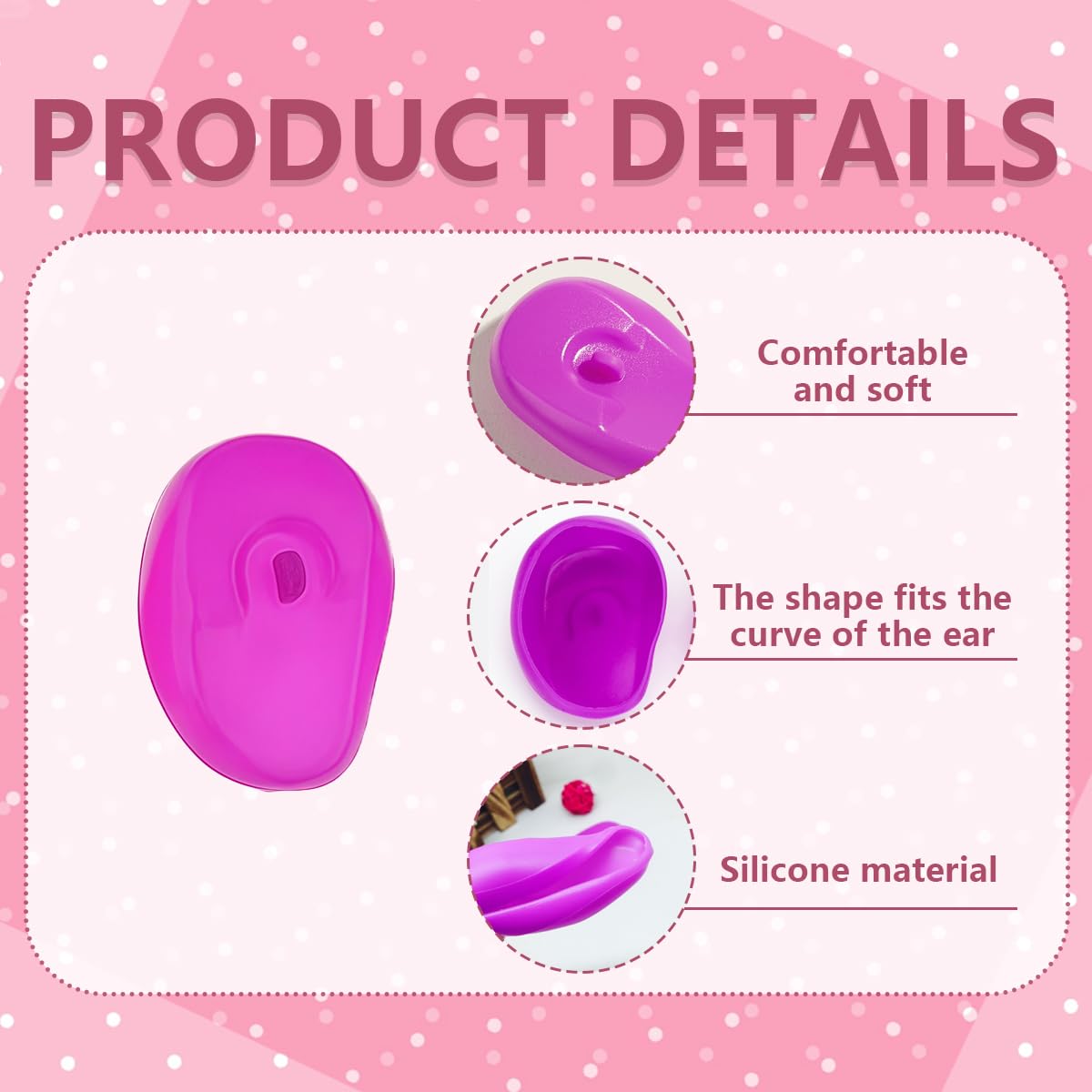 3 Pairs Reusable Silicone Ear Covers Waterproof Hair Dye Protectors for Salon Home Hair Coloring Ear Guards