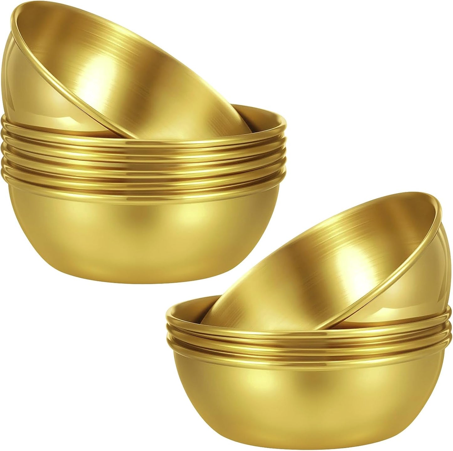 10 Pack Gold Stainless Steel Mini Bowls 3.2 Inch Small Sauce Dishes for Sushi Dipping, Condiments, Desserts & Facial Mask Mixing (Gold)