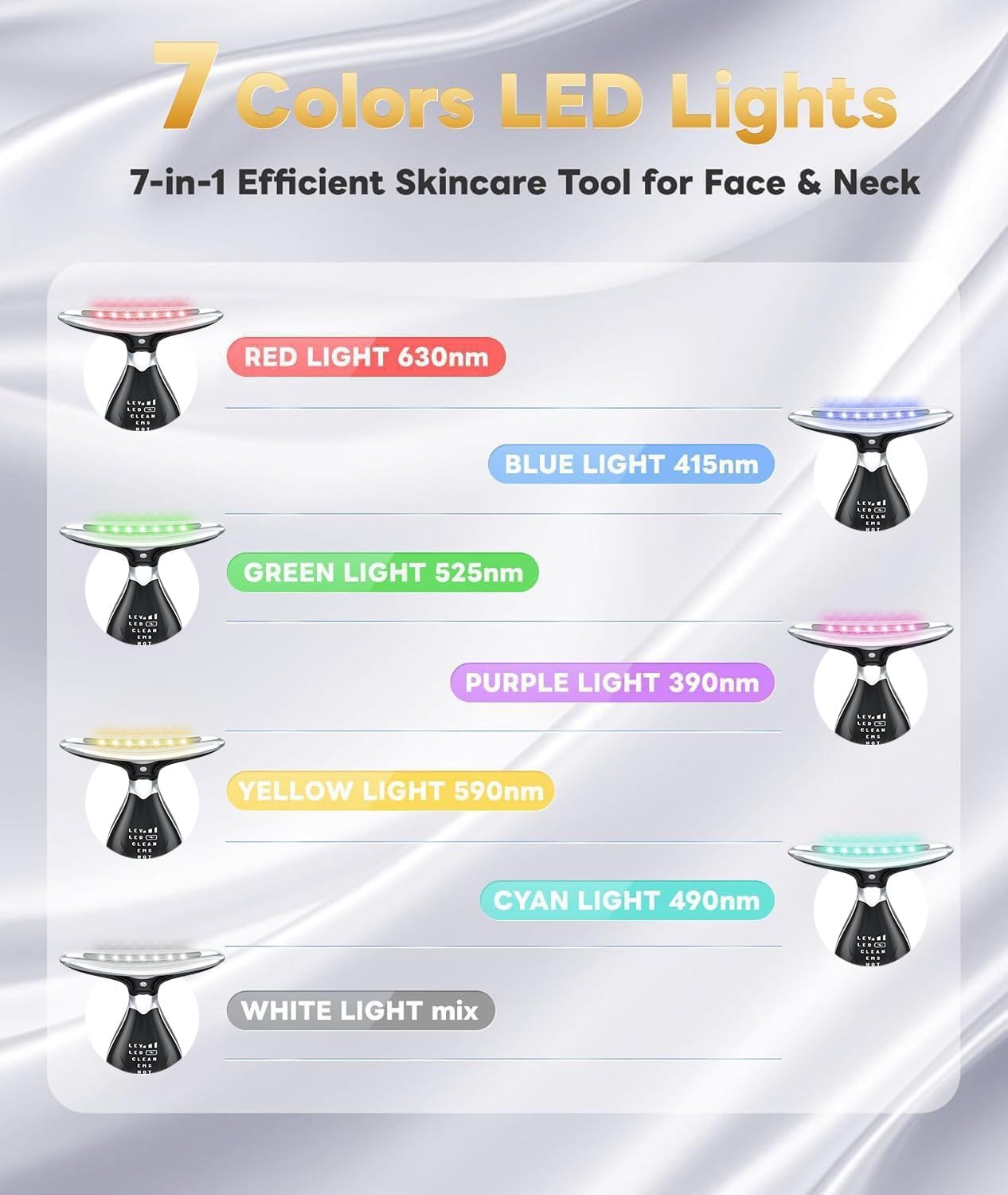 7-in-1 Facial Sculptor Massager, Red Light Therapy for face, 7 Color Modes with Heating & Vibration, Portable Face Massager Tool for Wrinkles & Skin Tone, Arc Design for Better Cream Absorption