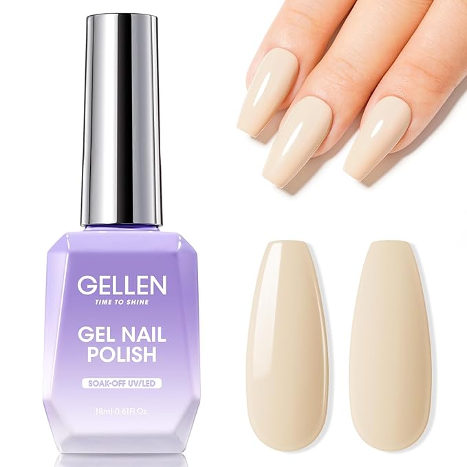 Gellen Nude Gel Nail Polish 18 ML Nude Neutral Gel Polish Beige Skin Tones Soak off UV LED Nail Lamp Nail Polish for Nail Art French Manicure Home Salon DIY Gift, 0.61 Fl Oz