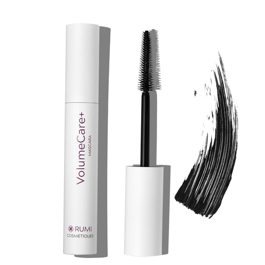 Rumi Cosmetiques VolumeCare+ Mascara For Older Women - Extreme Length and Volume 2-in-1 Formula - No Clumps, Long-Wearing, Hypoallergenic Mascara For Sensitive Eyes (Natural Black)