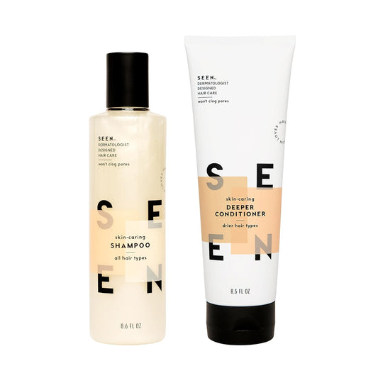 SEEN Shampoo & Deeper Conditioner Bundle - Scented, Non-Comedogenic & Hair Care - Dermatologist-Developed, Safe for Sensitive & Acne-Prone Skin