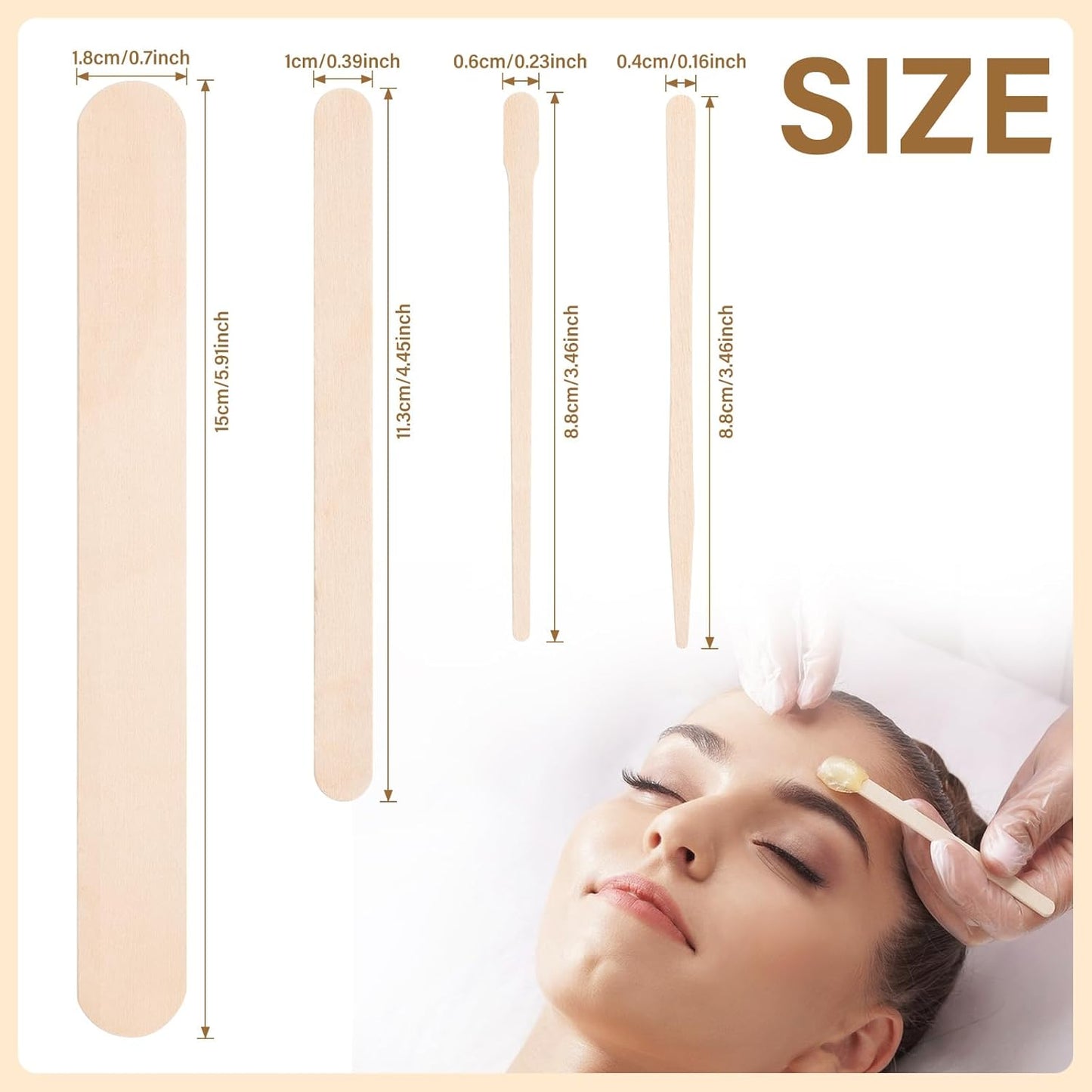 500 Pcs 4 Style Waxing Sticks Assorted Wooden Wax Applicator Stick for Body Legs Face Eyebrows and Small Medium Large Sizes Waxing Spatulas Popsicle Stick for Hair Removal Wood Craft Sticks
