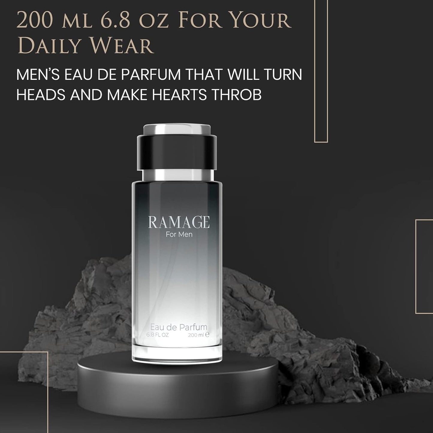 Cologne for Men – INSPIRED by A WORLD RENOWNED MEN’S PERFUME – Bergamot, Pepper, Vanilla, Ambroxan – Sexy, Bold, Fresh, Long-Lasting Eau De Parfum 200ml (6.8 fl oz)