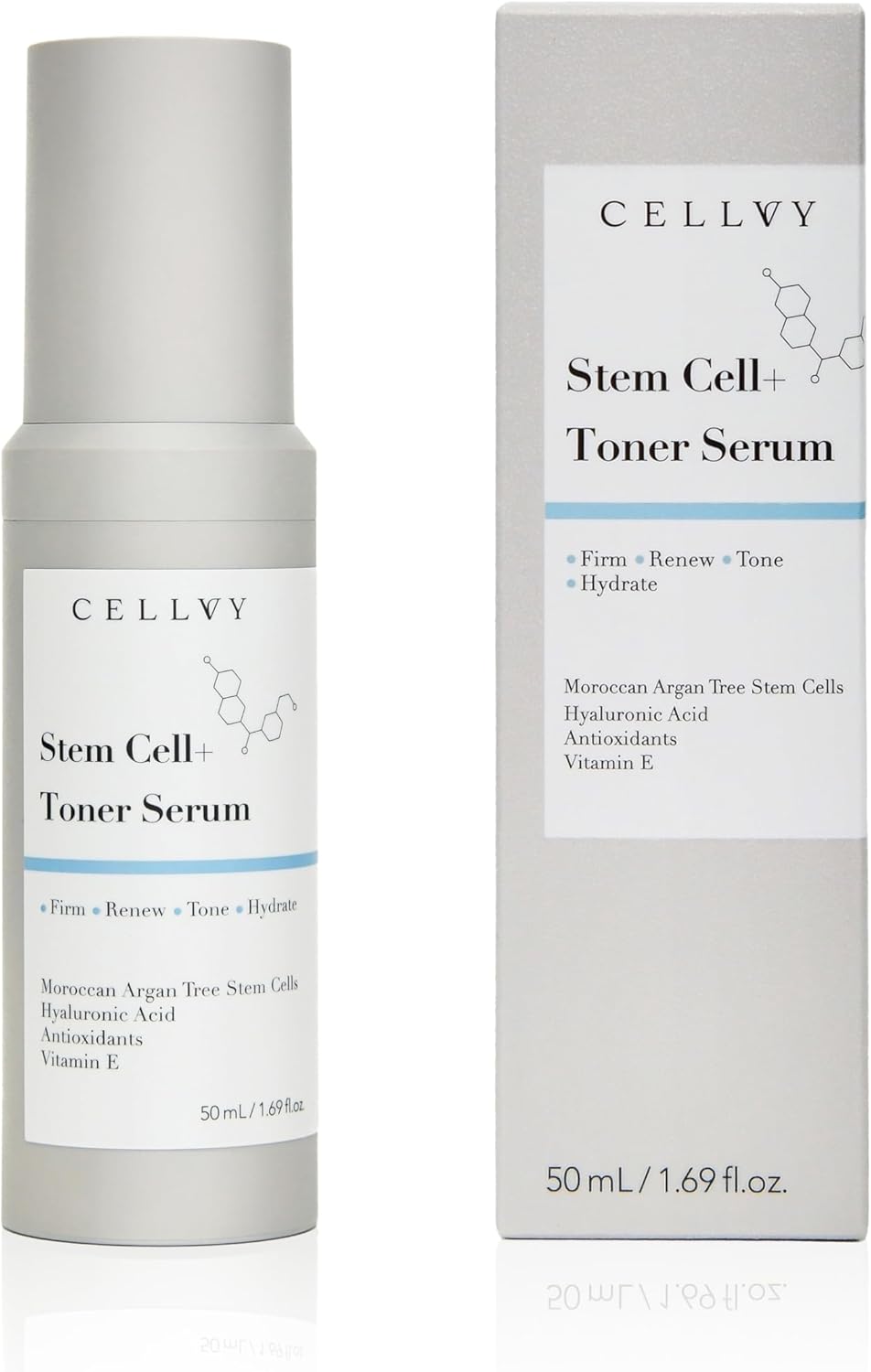 Korean Stem Cell + Toner Serum w/Moroccan Argan Tree Stem Cells, Hyaluronic Acid & Antioxidants, Firming, Hydrating, Anti-Aging, Boosts Collagen Production, Cooling w/Aloe Vera